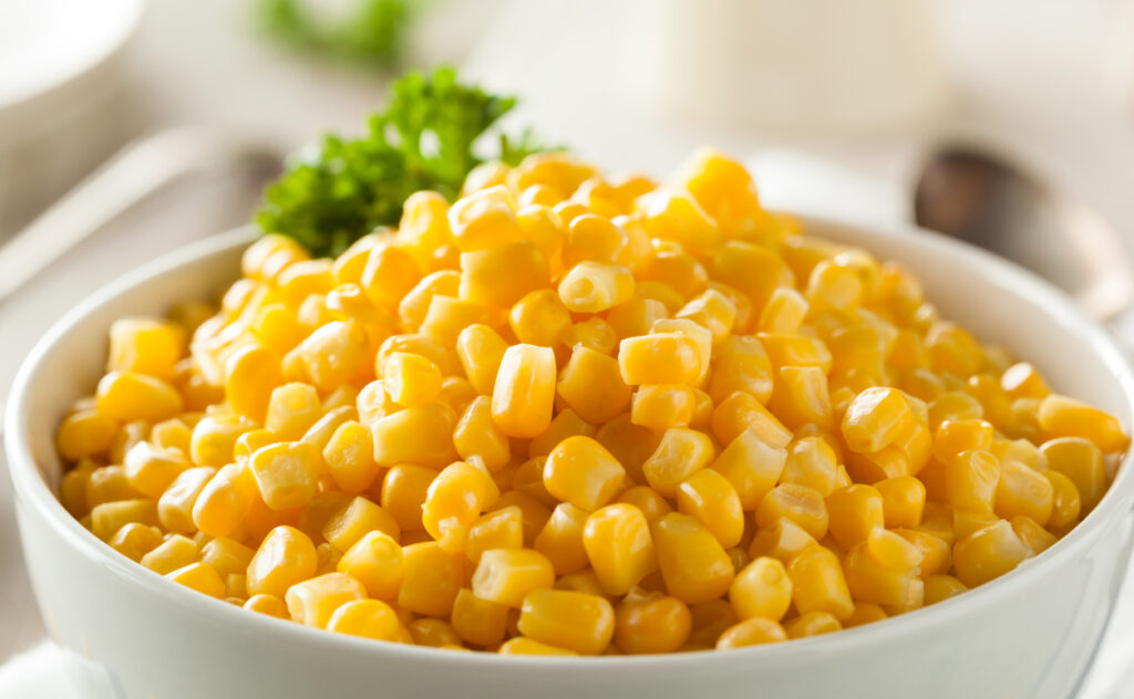 Organic Yellow Steamed Corn in a Bowl